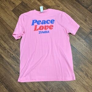 Zumba Fitness Pink Tee with Peace Love Graphic